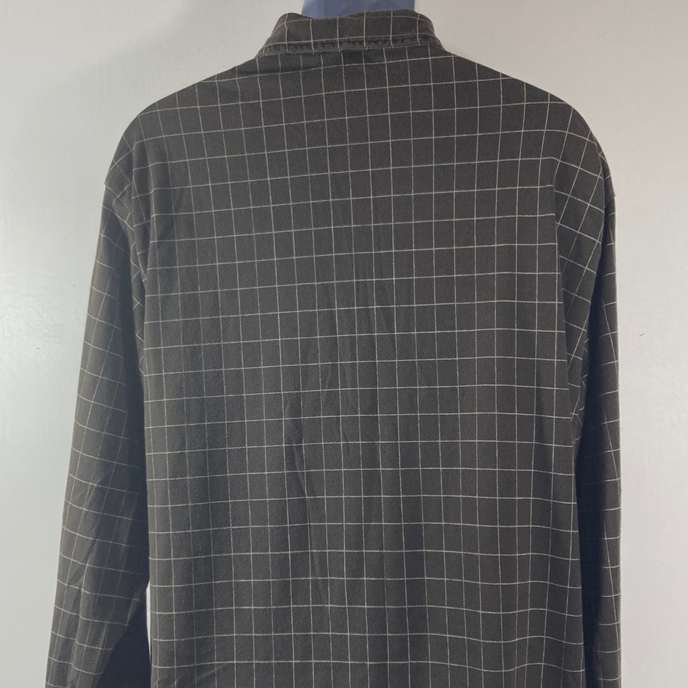 Polo by Ralph Lauren Men Shirt Brown w White Long Sleeves Two Button Placket - Picture 6 of 8